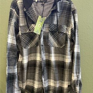 Silver Jeans Black and White Plaid Button Down Shirt